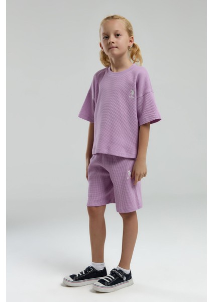 Kız Çocuk Mor Bermuda Takım
