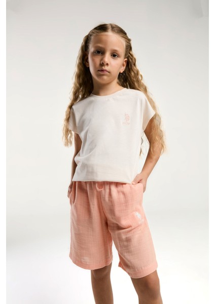 Kız Çocuk Krem Bermuda Takım