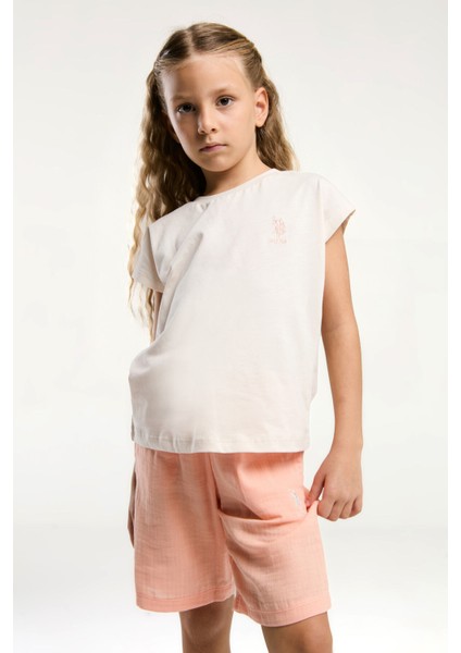 Kız Çocuk Krem Bermuda Takım modelleri