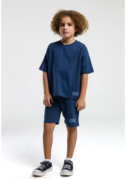 Erkek Çocuk Mavi Bermuda Takım modelleri