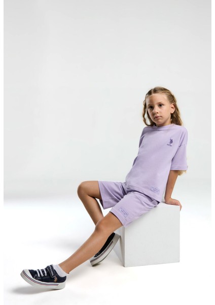 Kız Çocuk Mor Bermuda Takım