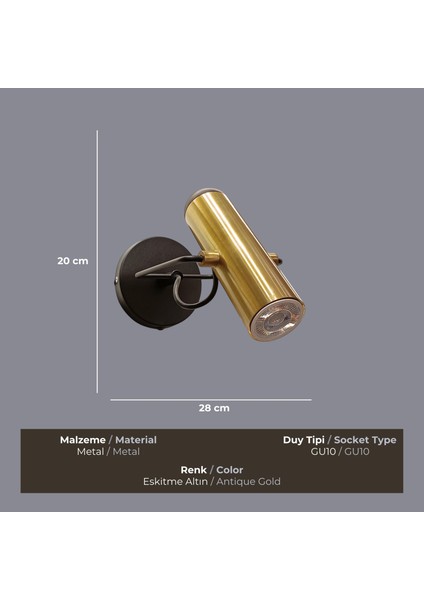 Elsia Eskitme Gold Oynar Başlı Aplik