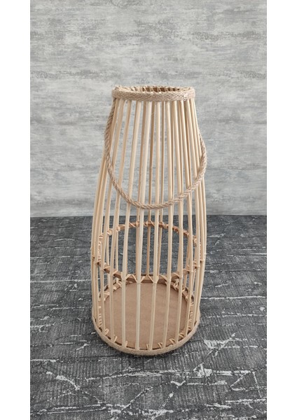 Güğüm Model Bambu Çubuklu Ahşap Vazo 38 cm