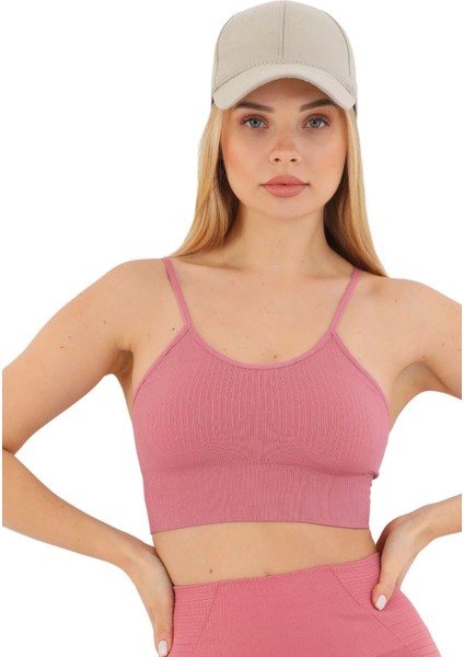 Özel Üretim Göğüs Toparlayıcı Sarkma Önleyen Spor Günlük Ince Ip Askılı Pedli Fitilli Crop Büstiyer