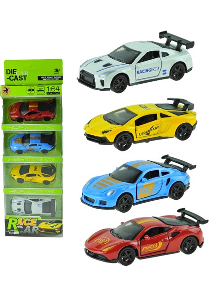 Oyuncak Metal Arabalar Çek Bırak 4'lü Set 10 cm 1:64 Ölçek