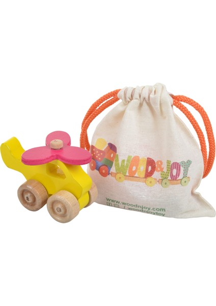 Wood & Joy Doğal Ahşap Helikopter Hareketli Eğitici Oyuncak