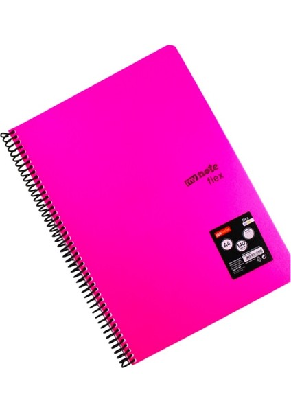 Flex A4 140 Yaprak Kareli Spiralli Plastik Kapak Defter