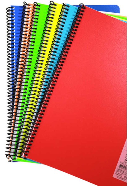 Flex A4 60 Yaprak Kareli Spiralli Plastik Neon Kapak Defter