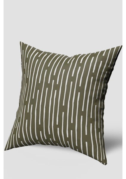 Kahverengi Beyaz Modern Çizgili Kırlent Kılıfı