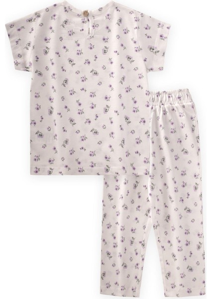 Desenli Pijama Takım 1-7 Yaş Lila Çiçek Desen