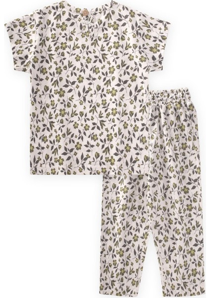 Desenli Pijama Takım 1-7 Yaş Kırık Beyaz