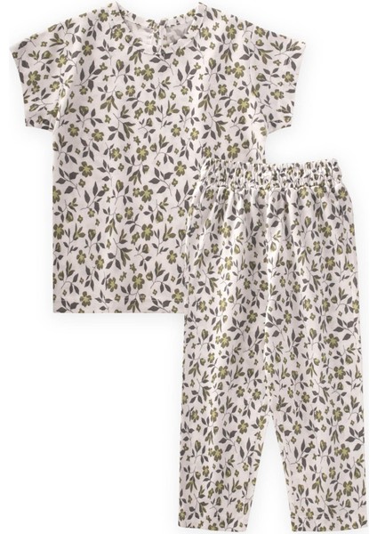 Desenli Pijama Takım 1-7 Yaş Kırık Beyaz
