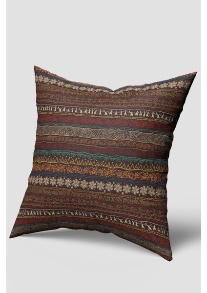 Kahverengi Afrika Etnik Desenli Kırlent Kılıfı