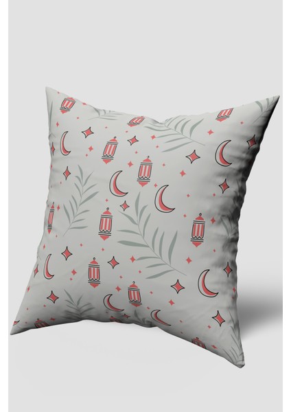 Gri Ramazan Temalı Kırlent Kılıfı