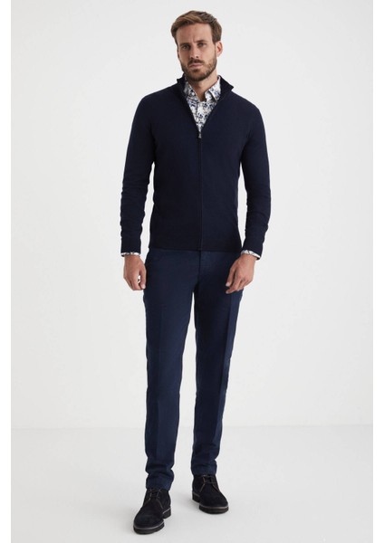 Extrafine Merino Fermuarlı Lacivert Triko Hırka fiyatları