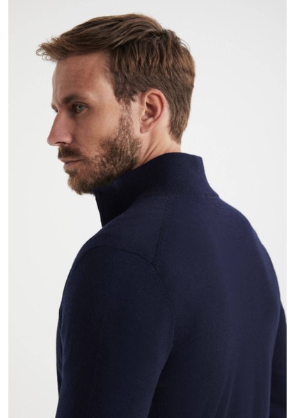 Extrafine Merino Fermuarlı Lacivert Triko Hırka indirimleri