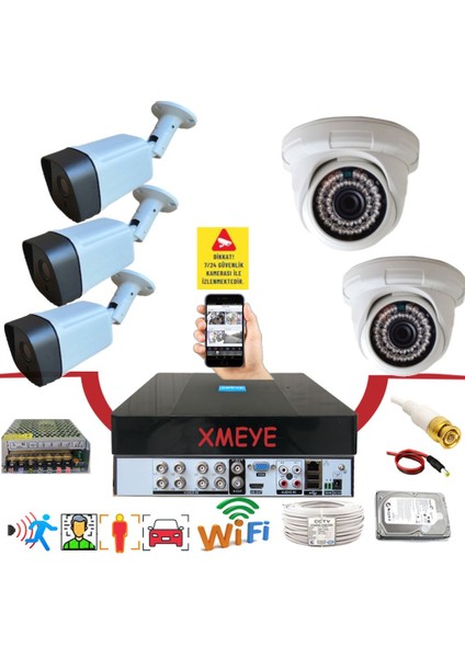 5' Li 5 Megapiksel Sony Lens 1080P 36 Ir LED Güvenlik Kamerası Seti_bs 236+D136