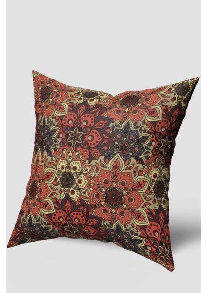 Kahverengi Etnik Desenli Kırlent Kılıfı