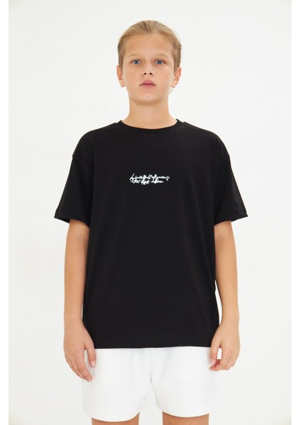 Arka Baskılı Minimalist Yüz Desenli %100 Pamuk Beyaz Oversize Unisex Çocuk Tişört fiyatları