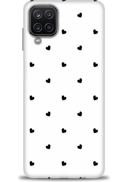 Samsung Galaxy M12 Kılıf Hd Baskılı - Siyah Kalpler