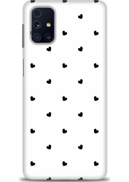 Samsung Galaxy M31S Kılıf Hd Baskılı - Siyah Kalpler