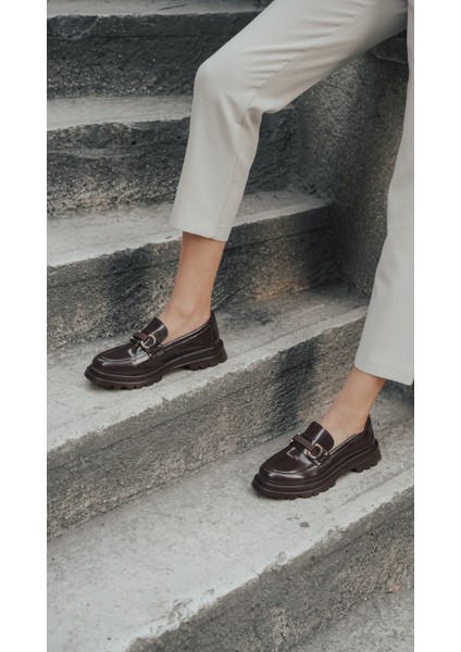 Kadın Loafer Yüksek Taban Tokalı Günlük Ayakkabı Kinles