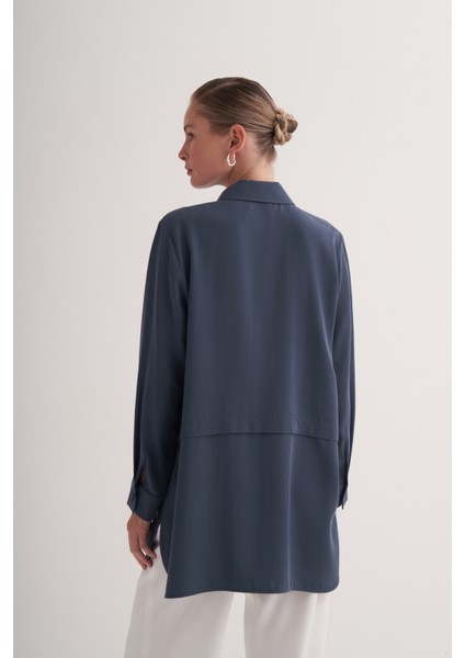 İndigo %100 Liyosel Beli Kesik Detaylı Gömlek fırsatları