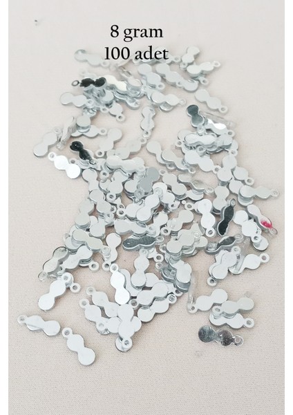 Oya Abiye Bileklik Kolye Pleksi Metalik Plastik Pul Gümüş Renk 8 Gram 100 Adet - BNC508