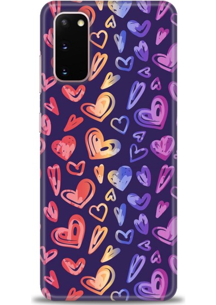Samsung Galaxy S20 Kılıf Hd Baskılı - Renkli Kalpler
