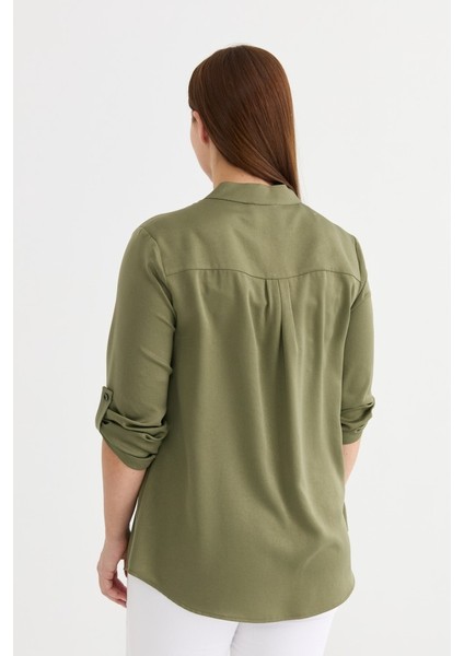 Büyük Beden Hakim Yaka Cebi Taşlı Bluz fırsatları