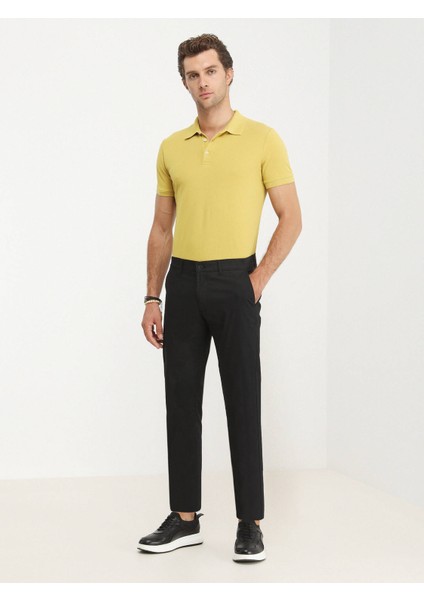 Siyah Düz Dokuma Slim Fit Casual Pamuk Karışımlı Pantolon fiyatları