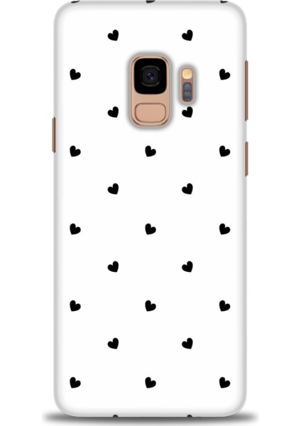 Samsung Galaxy S9 Kılıf Hd Baskılı - Siyah Kalpler