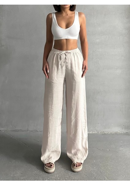 Kadın Soft Modal Içeren Beli Lastikli Palazzo Pantolon