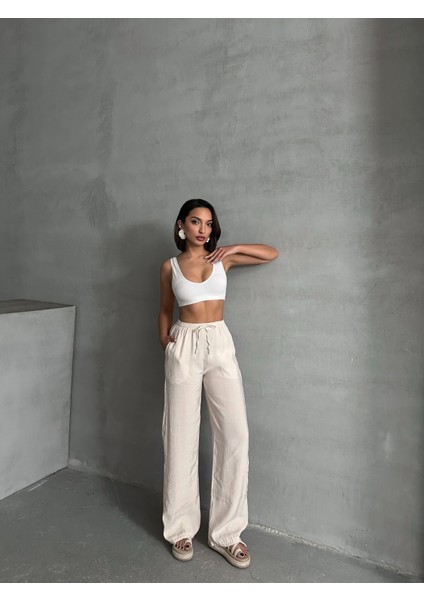 Kadın Soft Modal Içeren Beli Lastikli Palazzo Pantolon fiyatları