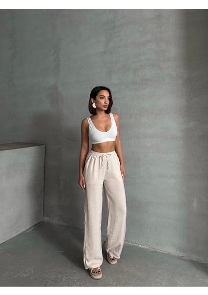 Kadın Soft Modal Içeren Beli Lastikli Palazzo Pantolon modelleri
