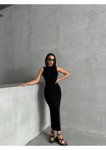 Kadın Yırtmaç Detaylı Kolsuz Soft Touch Esnek Elbise fırsatları