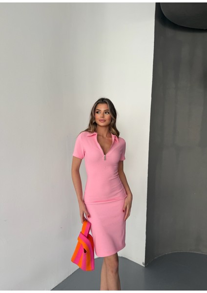 Kadın Fermuarlı Polo Yaka Elbise fırsatları