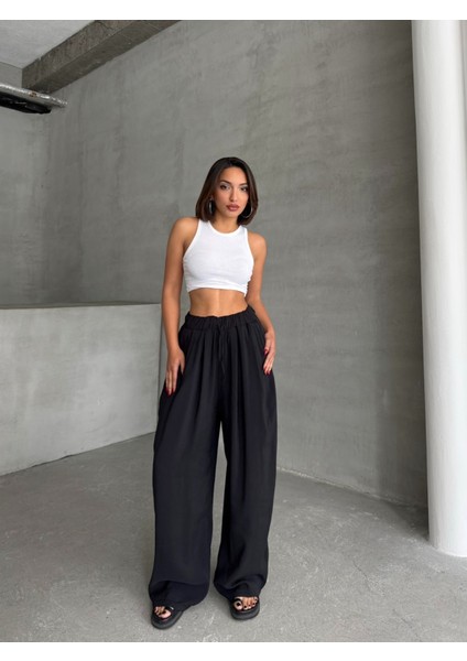 Kadın Modal Karışımlı Dökümlü Geniş Maxi Pantolon