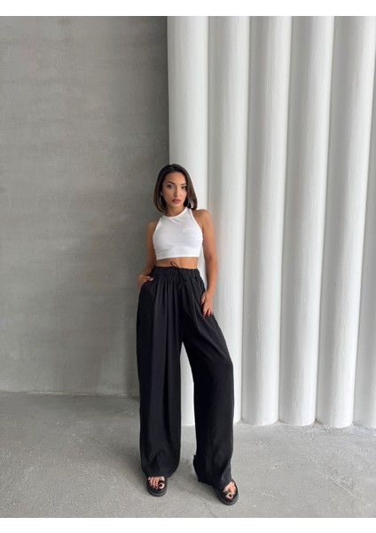 Kadın Modal Karışımlı Dökümlü Geniş Maxi Pantolon modelleri