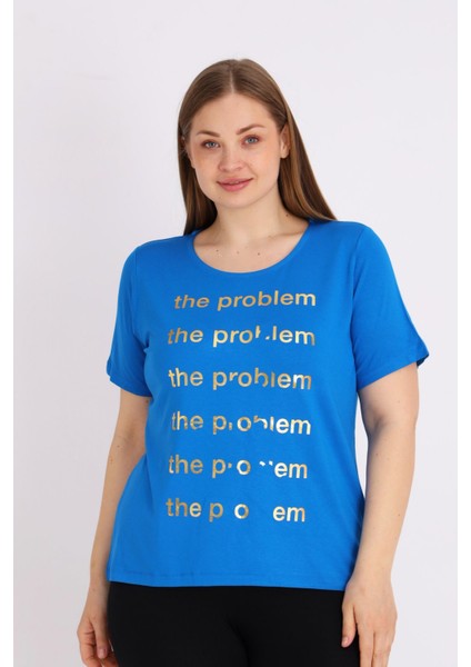 Kadın Büyük Beden Baskılı Kısa Kollu T-Shirt modelleri