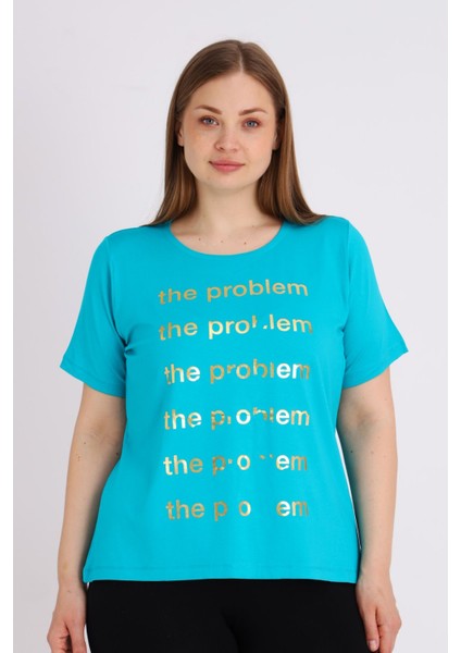 Kadın Büyük Beden Kısa Kollu Baskılı T-Shirt