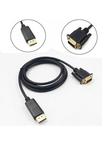 1.8 Metre Displayport To VGA Kablo 1080P - Yüksek Çözünürlüklü Video Dönüştürücü
