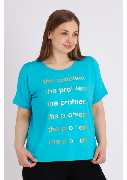 Kadın Büyük Beden Kısa Kollu Baskılı T-Shirt modelleri