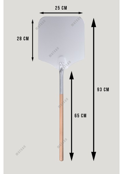 Alüminyum Pizza Fırın Küreği (25 Cm) - Pizza Küreği Alüminyum 25 cm - 65 cm Ahşap Saplı