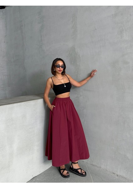 Kadın Beli Lastikli Dokuma Kloş Etek fiyatları