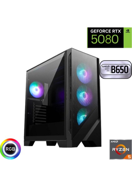 Ryzen 5 7500F 64GB Ddr5 2tb SSD Rtx 5080 16GB B650 Anakart Oyuncu Bilgisayarı