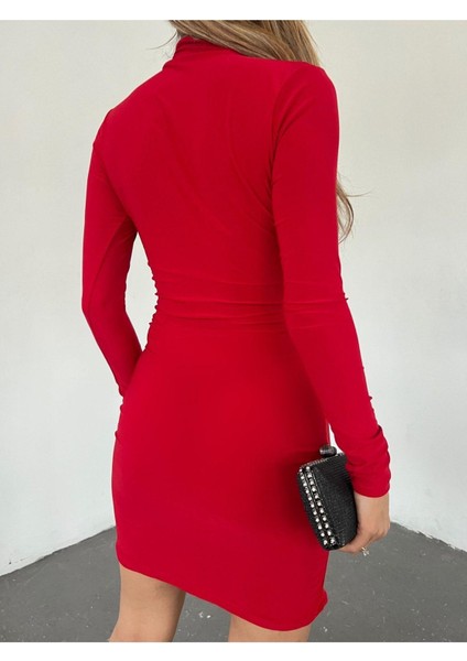 Önü Drapeli Uzun Kol Sandy Elbise modelleri