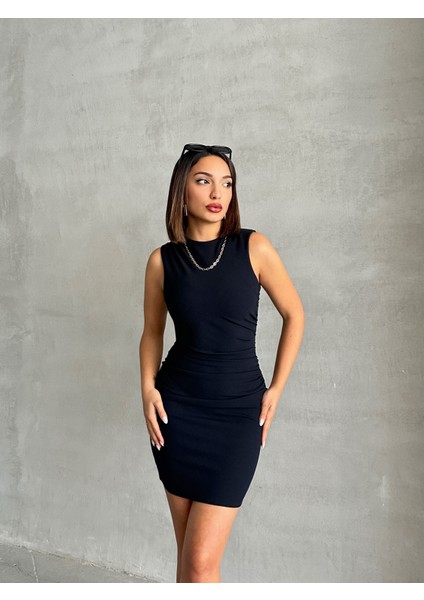 Kadın Drapeli Kolsuz Mini Elbise modelleri