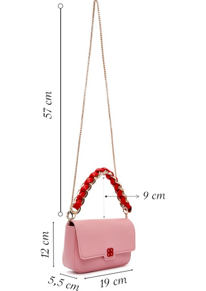 Kadın Pembe Uzun Zincir Askılı Mini Kol Çantası 25SBD249118