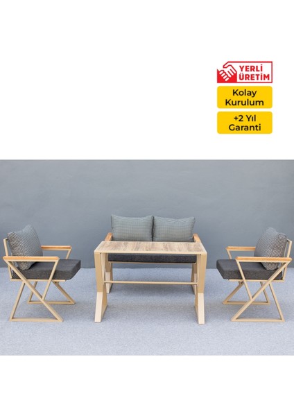 60 x 20 Kum Saati Lux Bahçe Seti +2 +1 +1+Masa-Cappıccıno